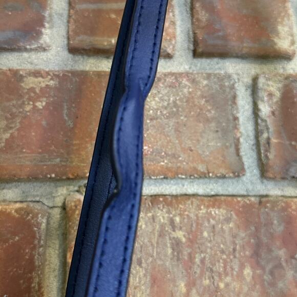 Talbots Printed Saffiano Tote Bag Blue White Red Weave - Picture 8 of 15